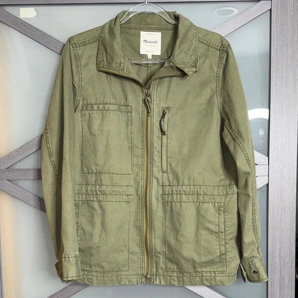 Madewell Women's Jacket Utility Military Fleet Jacket Army Olive Green - Picture 3 of 8